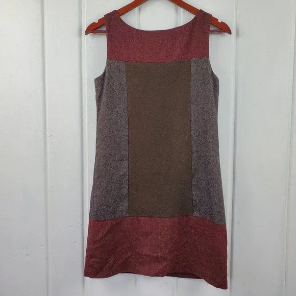 Bailey 44 Wool Blend Color Block Gray Rust Sleeveless Shift Mini Dress Sz Small - Picture 3 of 6